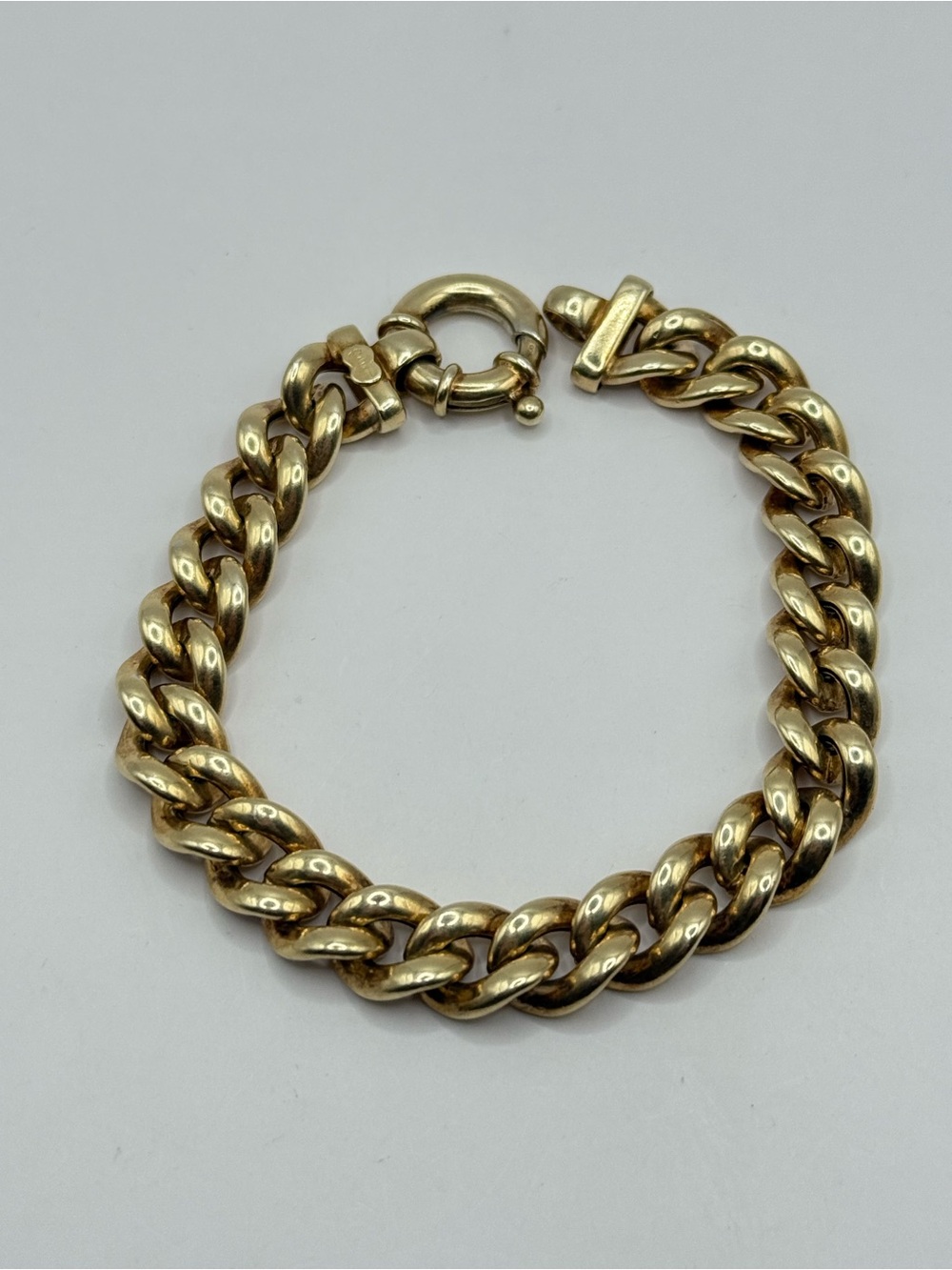 925 Italy 18k gold Plated Curb Link Bracelet Unoaerre 7.5 inch